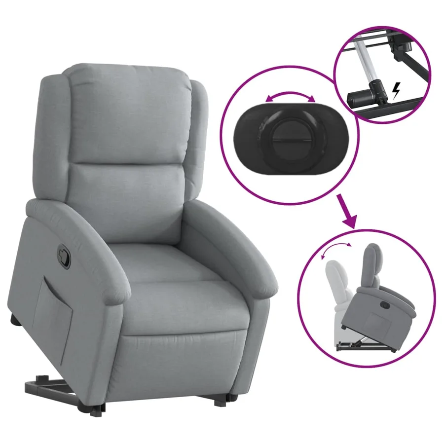 Fauteuil inclinable Gris clair Tissu - 6