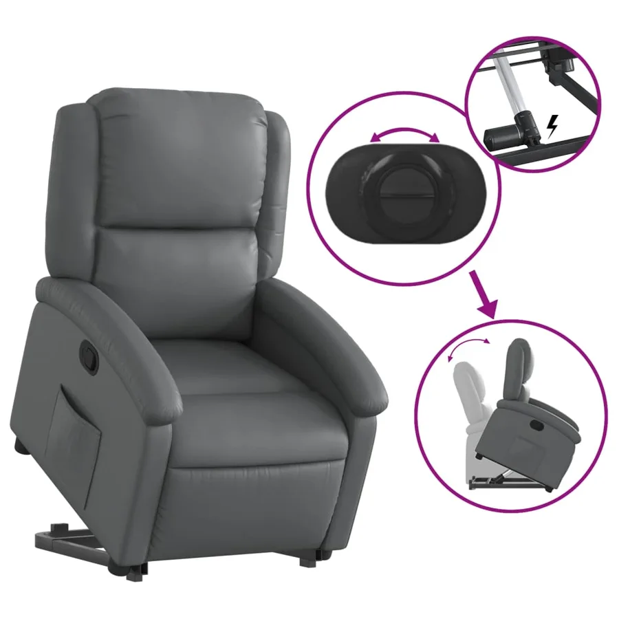 Fauteuil inclinable Gris Similicuir - 6