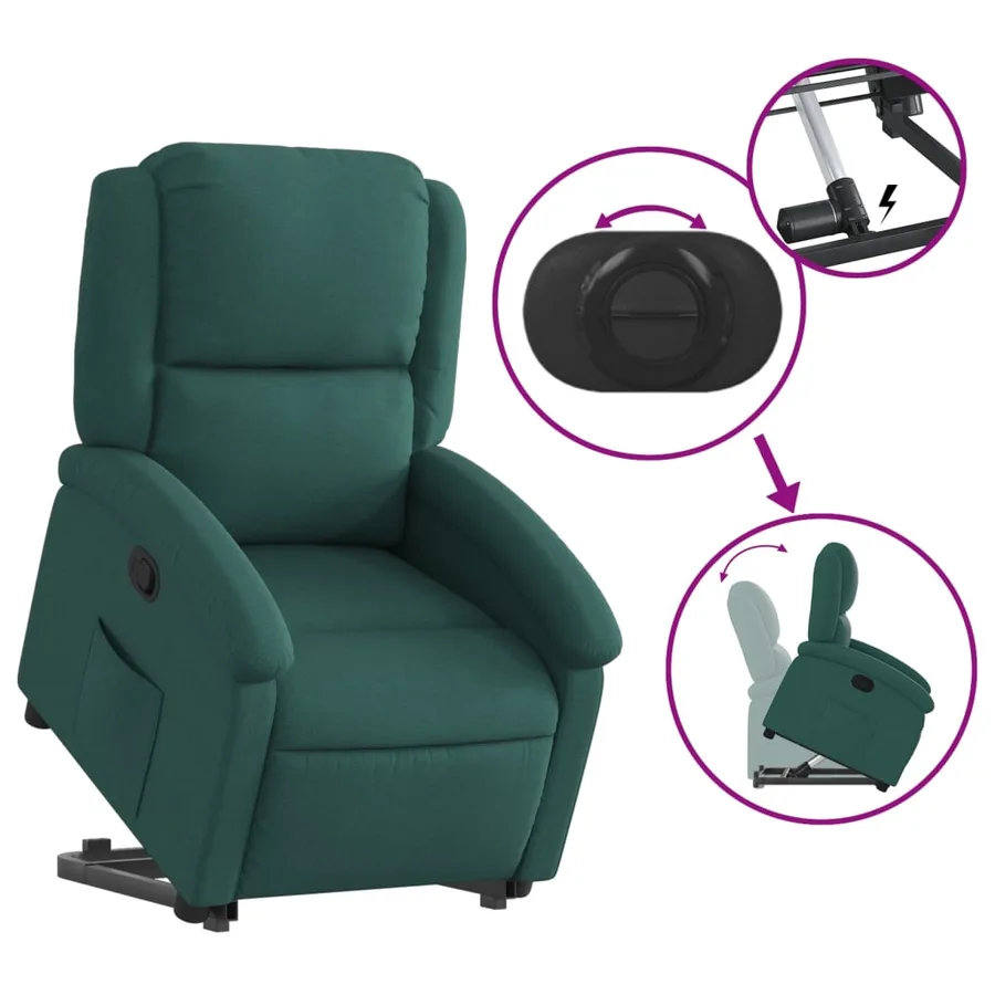 Fauteuil inclinable vert foncé tissu - 6