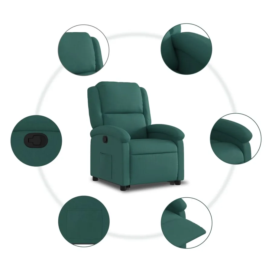 Fauteuil inclinable vert foncé tissu - 8
