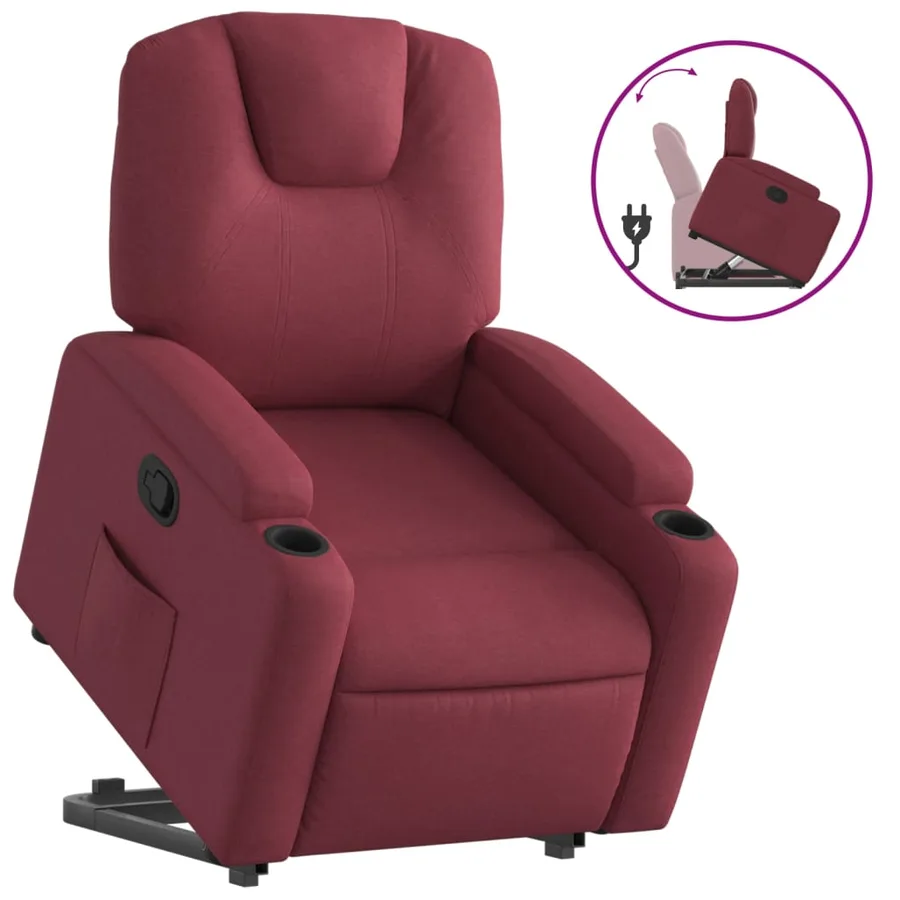 Fauteuil inclinable rouge bordeaux tissu - 2