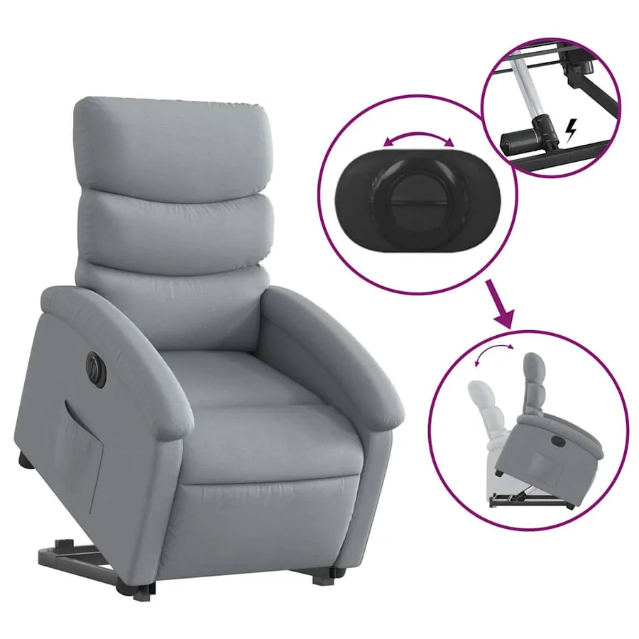 Fauteuil inclinable électrique gris clair tissu - 11
