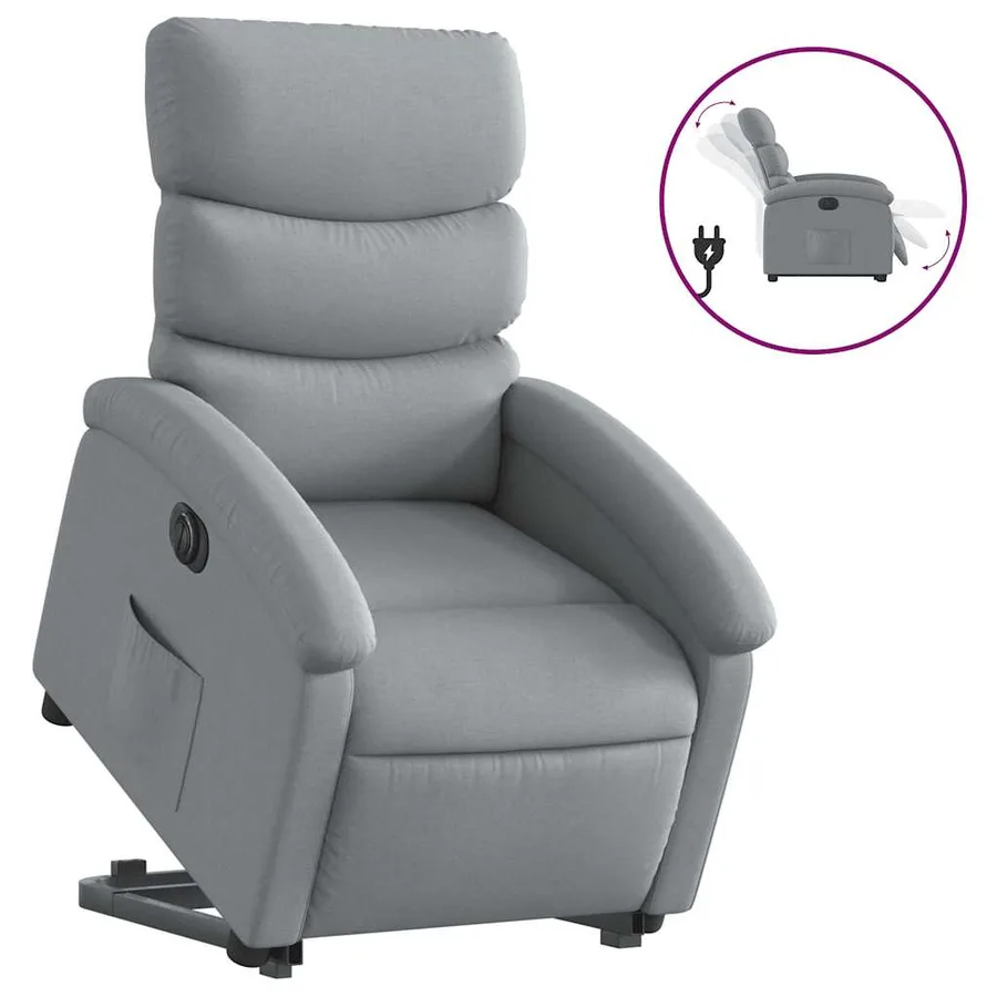 Fauteuil inclinable électrique gris clair tissu - 2