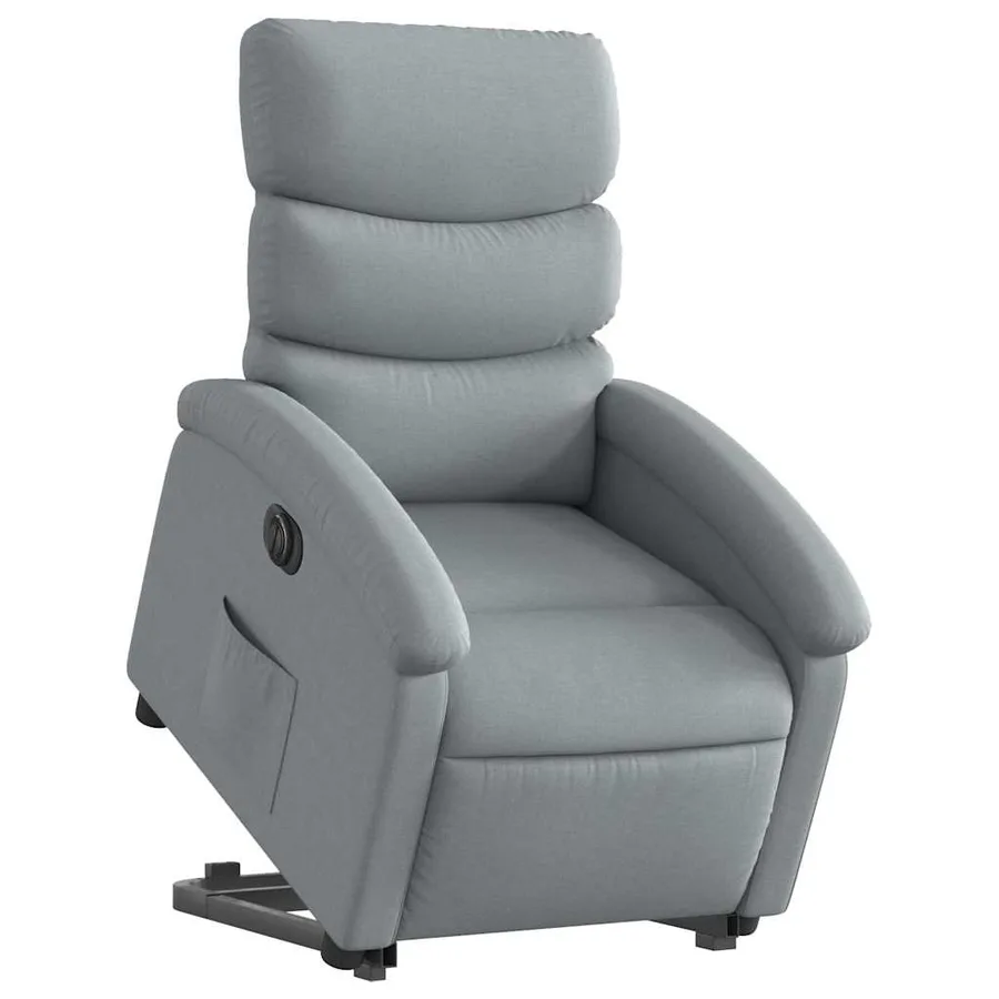 Fauteuil inclinable électrique gris clair tissu - 3