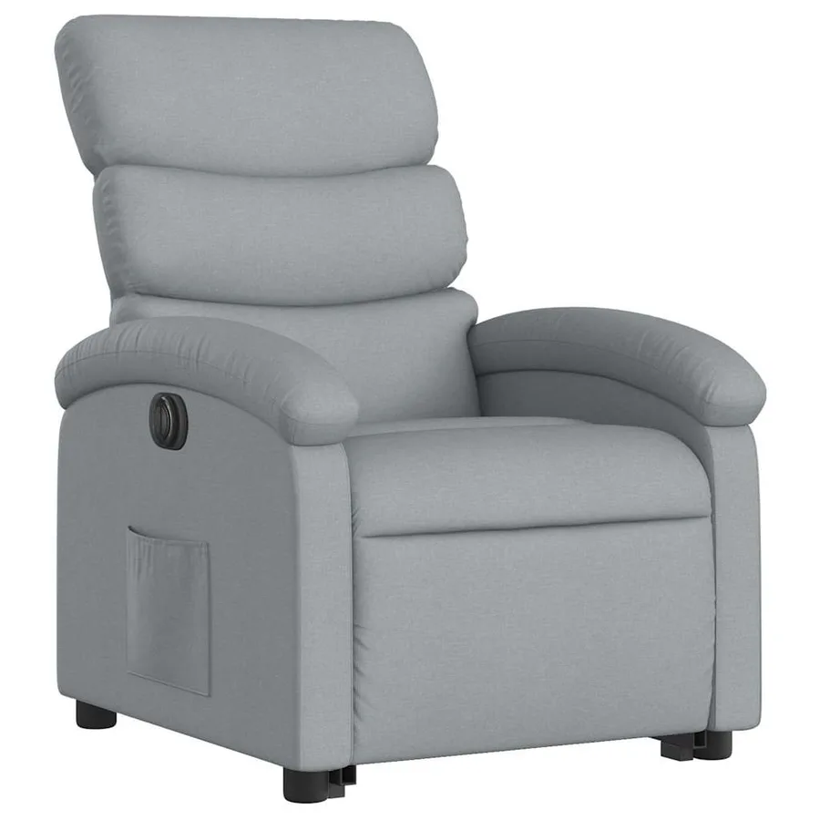 Fauteuil inclinable électrique gris clair tissu - 4