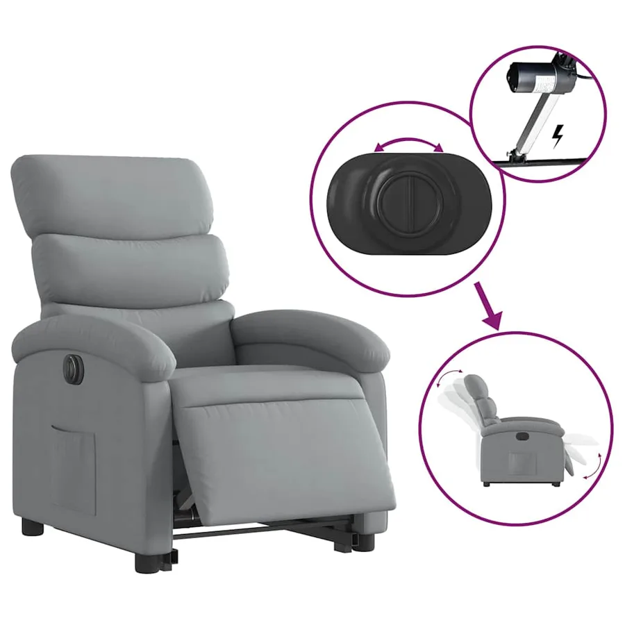 Fauteuil inclinable électrique gris clair tissu - 6