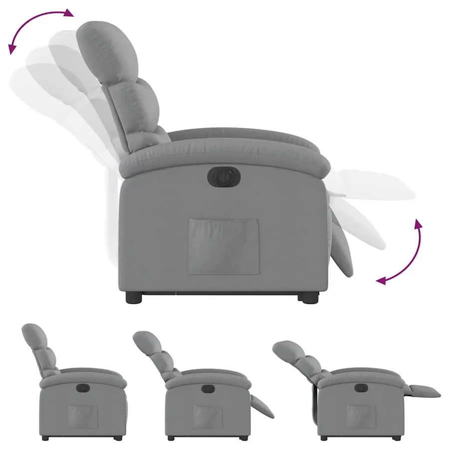 Fauteuil inclinable électrique gris clair tissu - 7