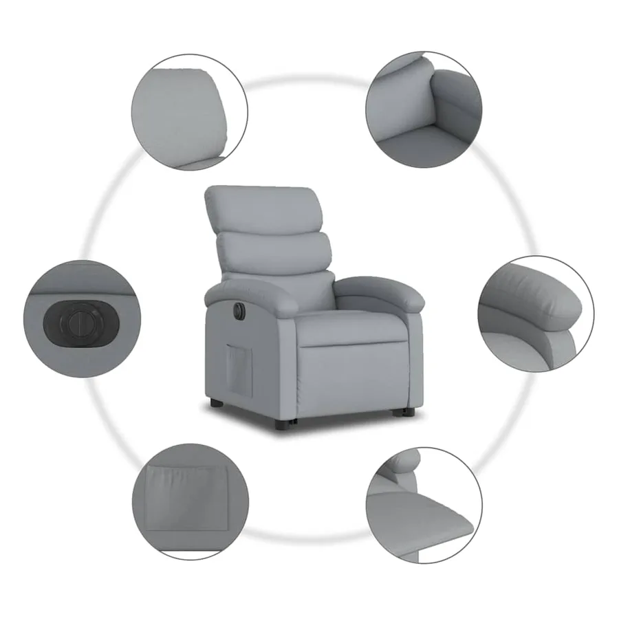 Fauteuil inclinable électrique gris clair tissu - 8