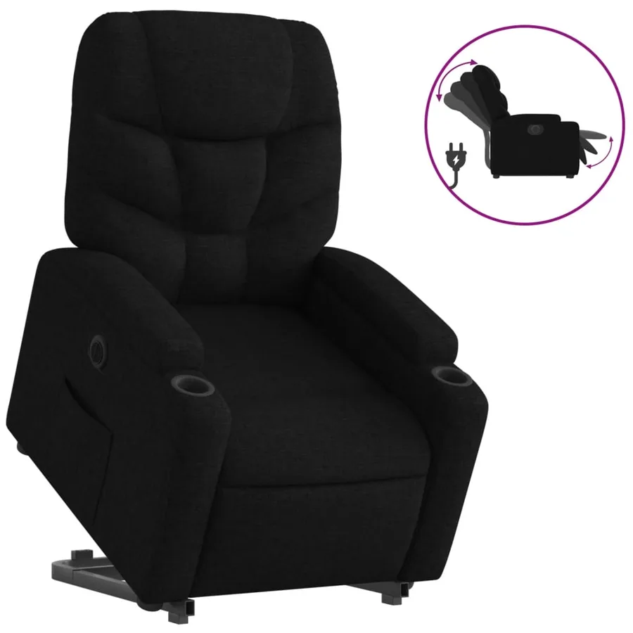 Fauteuil inclinable électrique noir tissu - 2