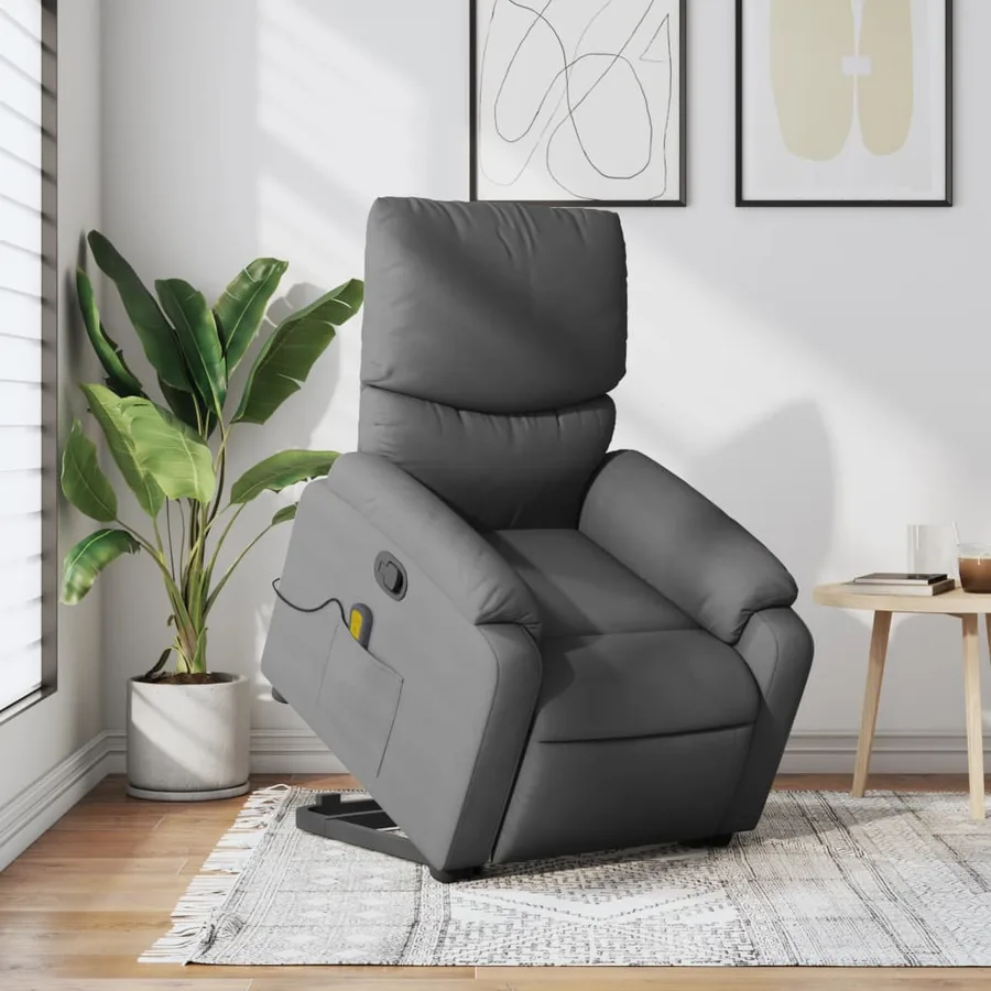Fauteuil de massage inclinable Gris foncé Tissu - 16