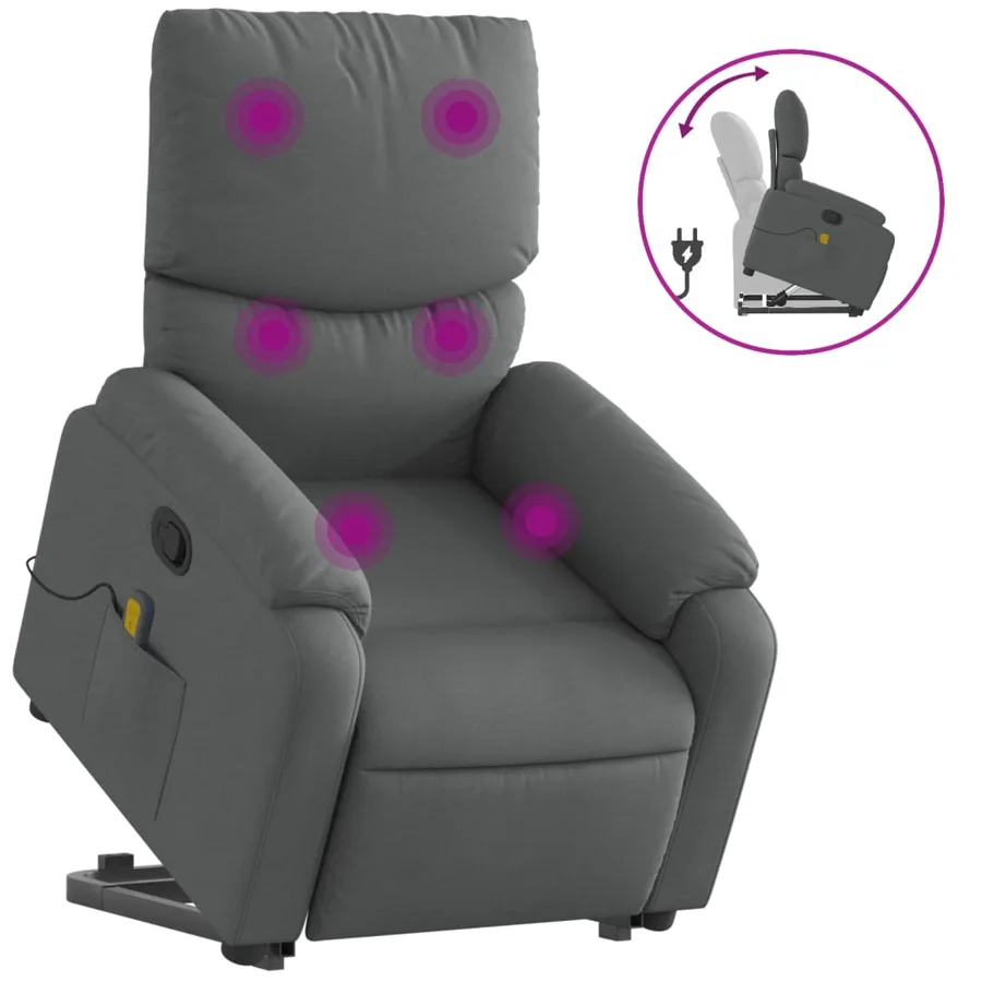 Fauteuil de massage inclinable Gris foncé Tissu - 2