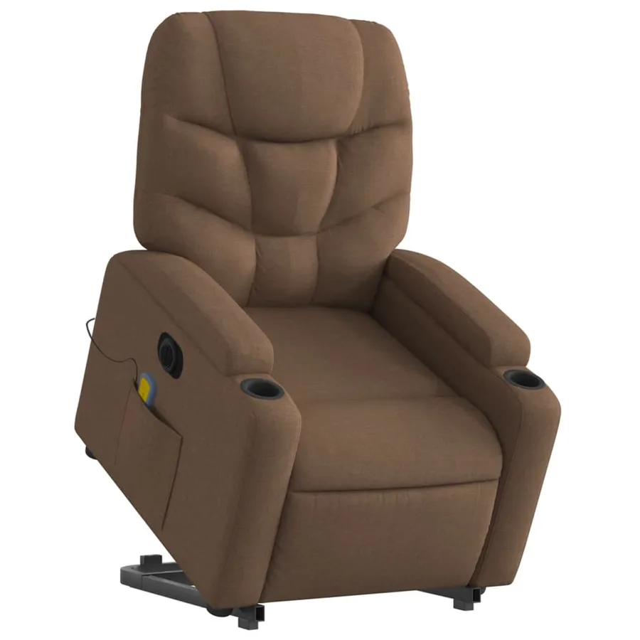 Fauteuil inclinable de massage électrique Marron Tissu - 3