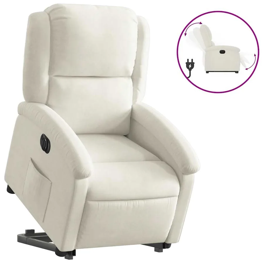Fauteuil inclinable électrique crème velours - 2