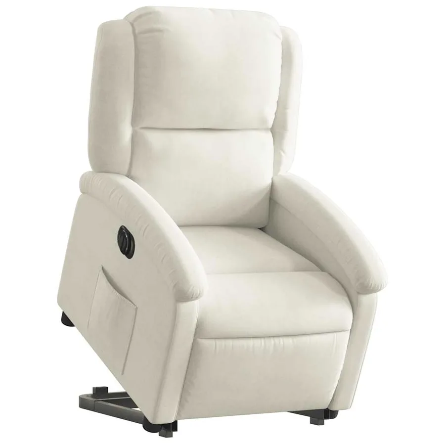 Fauteuil inclinable électrique crème velours - 3