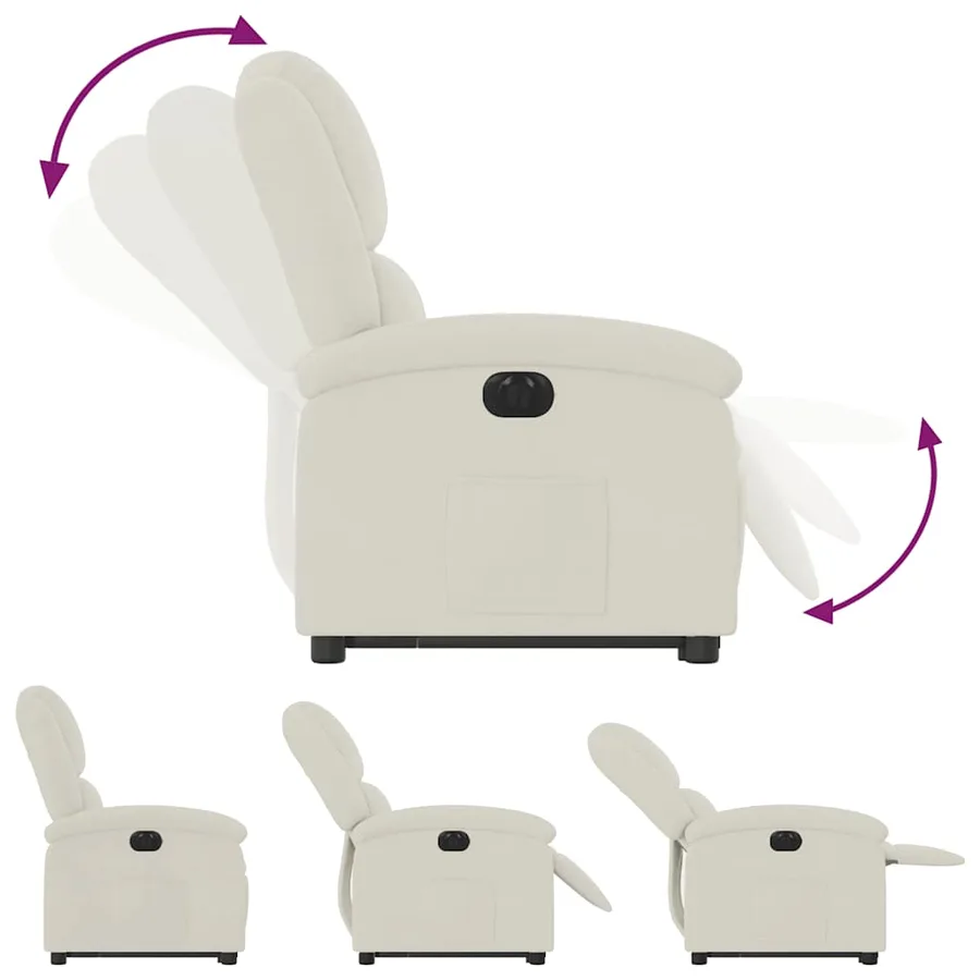 Fauteuil inclinable électrique crème velours - 7