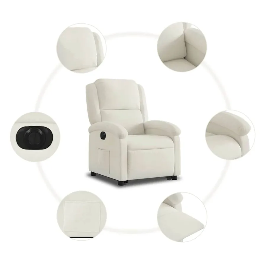 Fauteuil inclinable électrique crème velours - 8