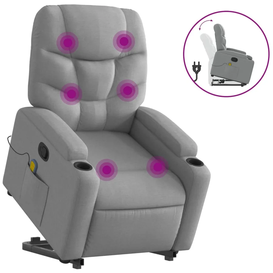 Fauteuil de massage inclinable Gris clair Tissu - 2