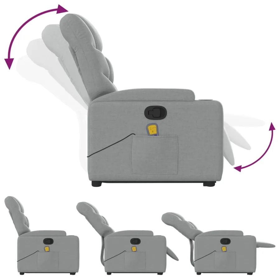 Fauteuil de massage inclinable Gris clair Tissu - 7