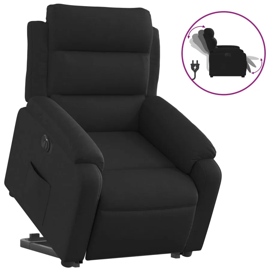 Fauteuil inclinable électrique noir tissu - 2