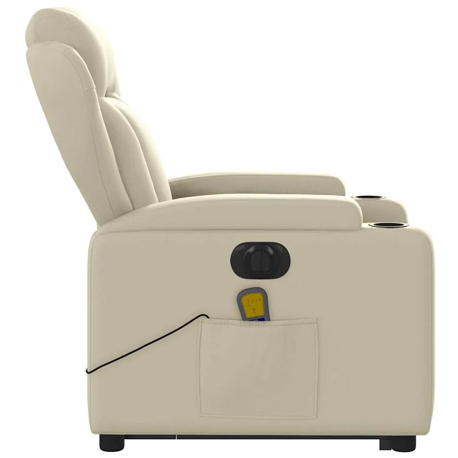 Fauteuil inclinable de massage électrique crème similicuir - 10