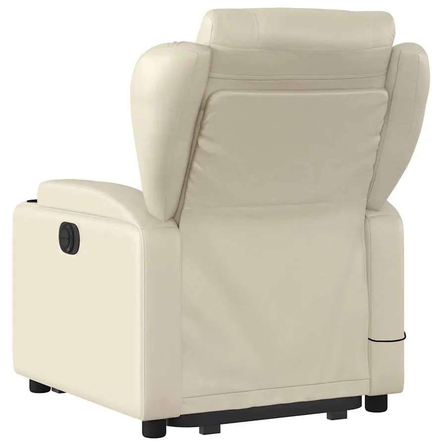 Fauteuil inclinable de massage électrique crème similicuir - 5