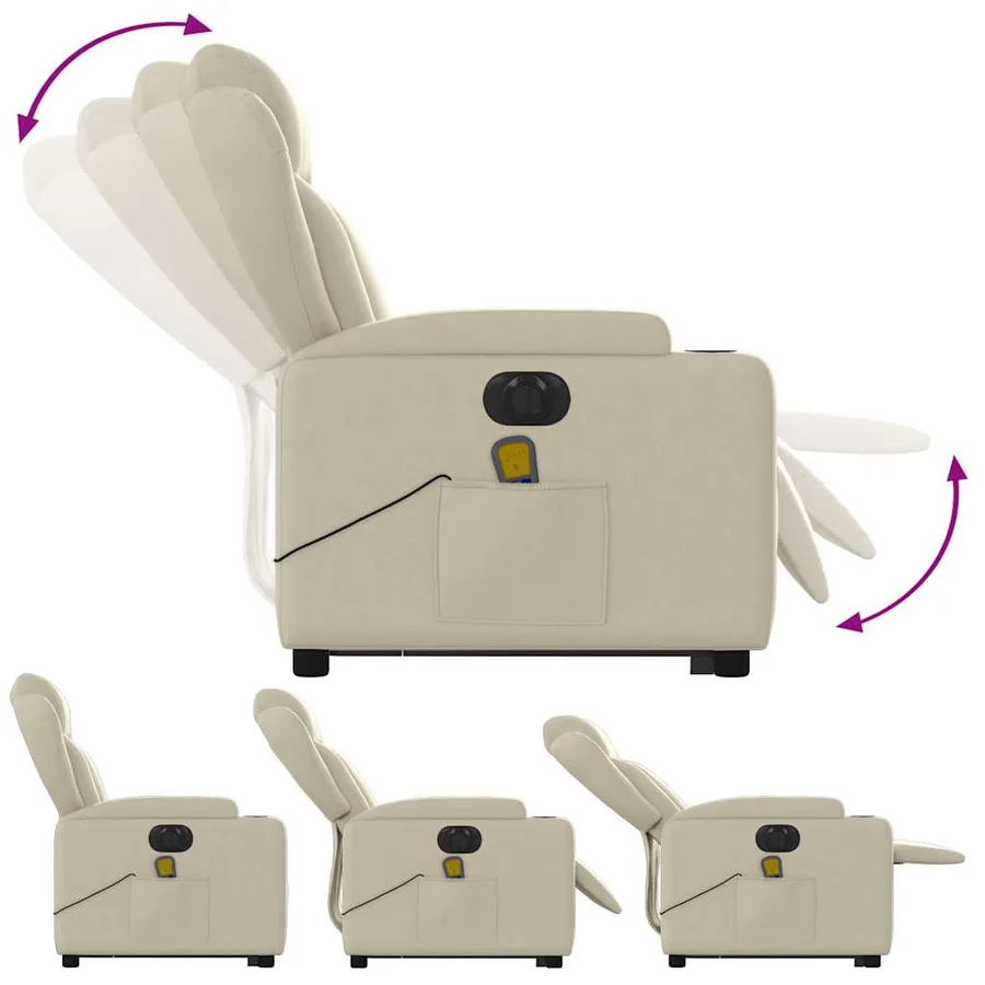 Fauteuil inclinable de massage électrique crème similicuir - 7