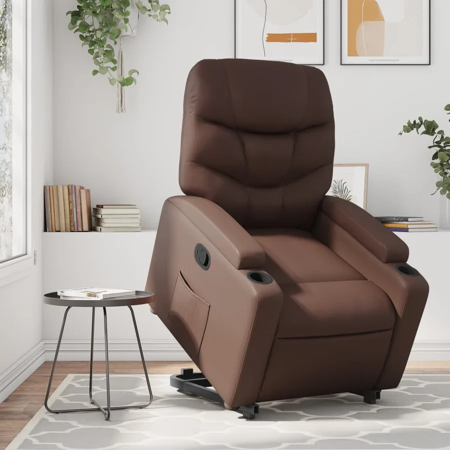 Fauteuil inclinable marron similicuir - 15