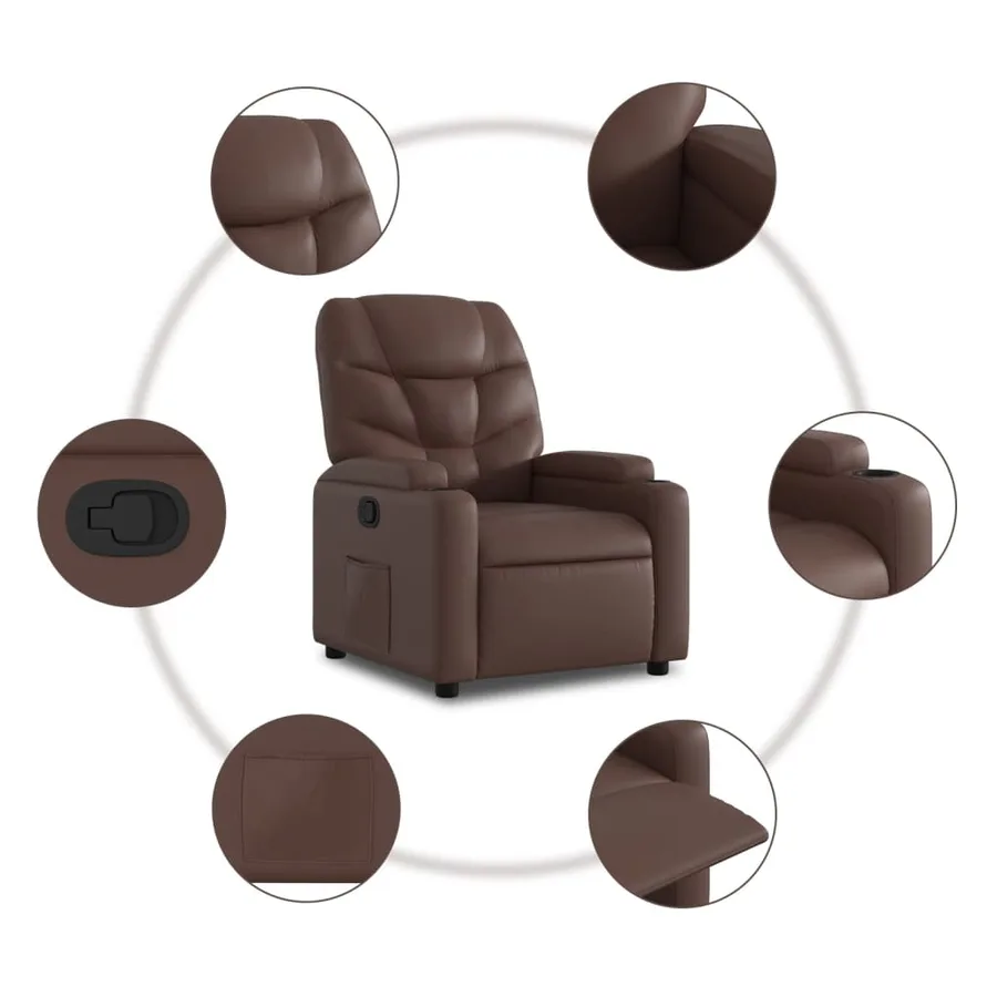 Fauteuil inclinable marron similicuir - 8