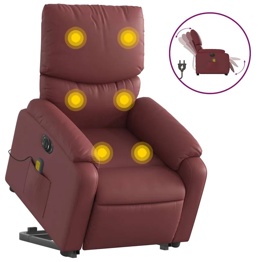 Fauteuil inclinable de massage électrique rouge bordeaux - 2