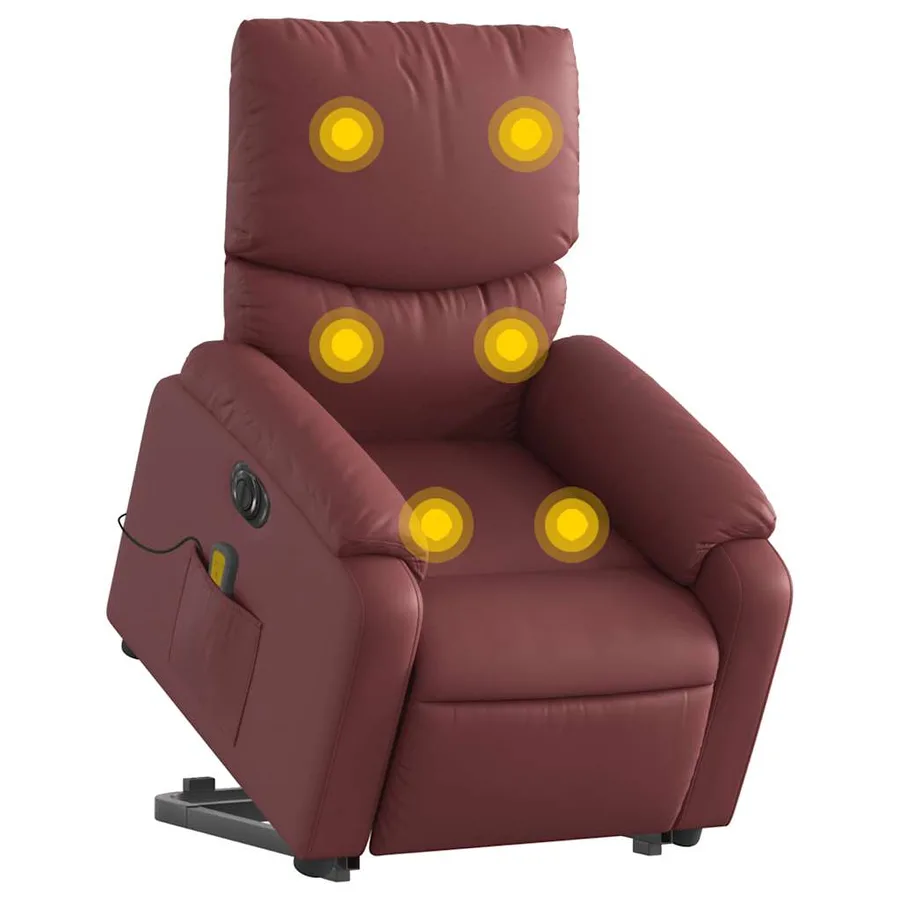 Fauteuil inclinable de massage électrique rouge bordeaux - 3