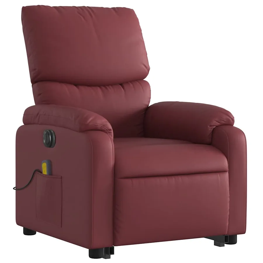 Fauteuil inclinable de massage électrique rouge bordeaux - 4