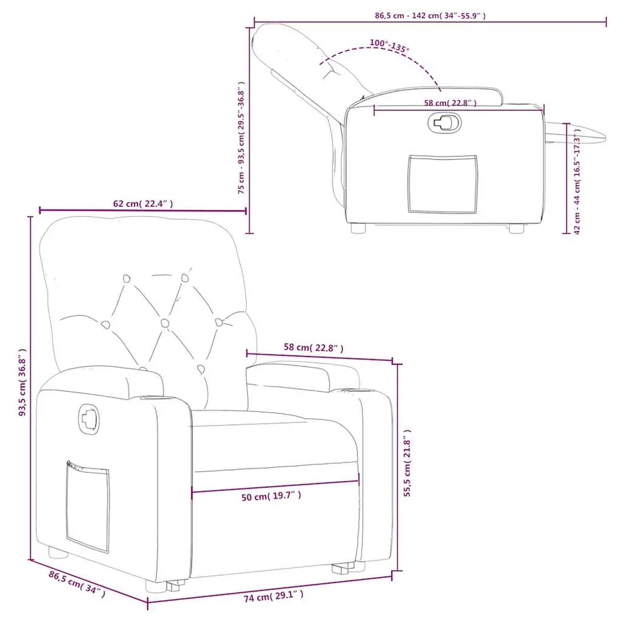 Fauteuil inclinable Gris clair Tissu - 15