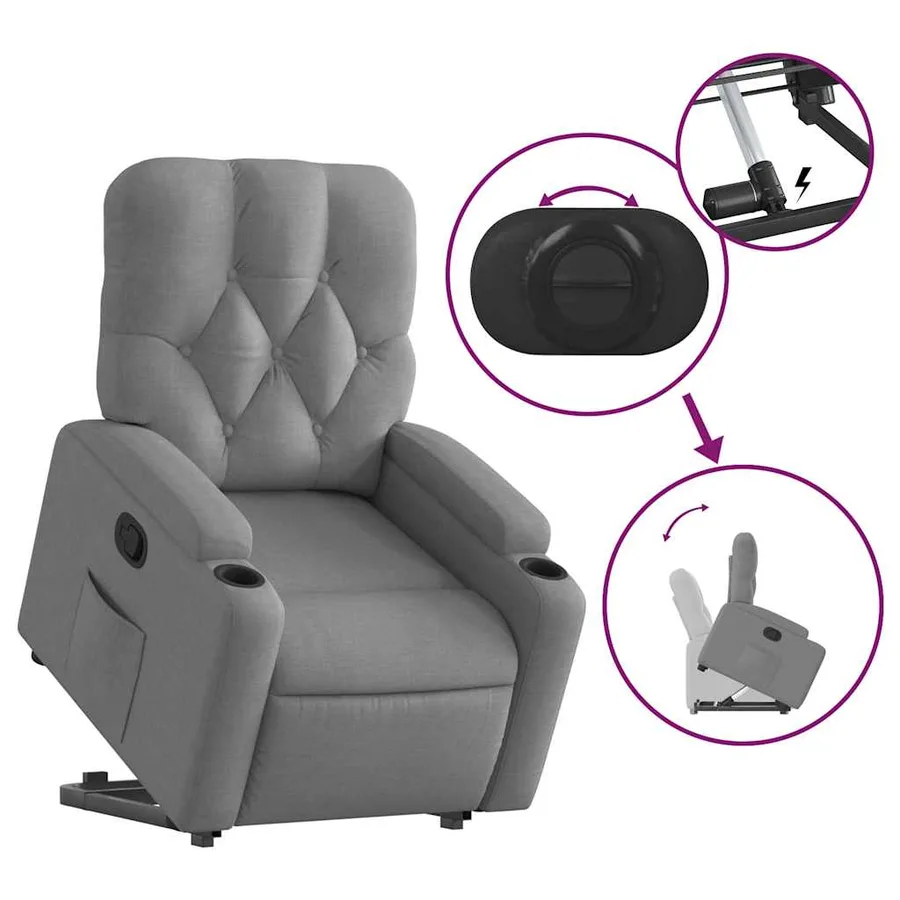 Fauteuil inclinable Gris clair Tissu - 6