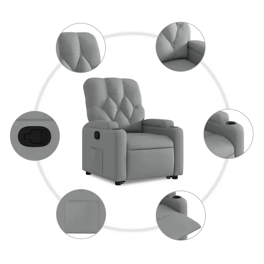 Fauteuil inclinable Gris clair Tissu - 8