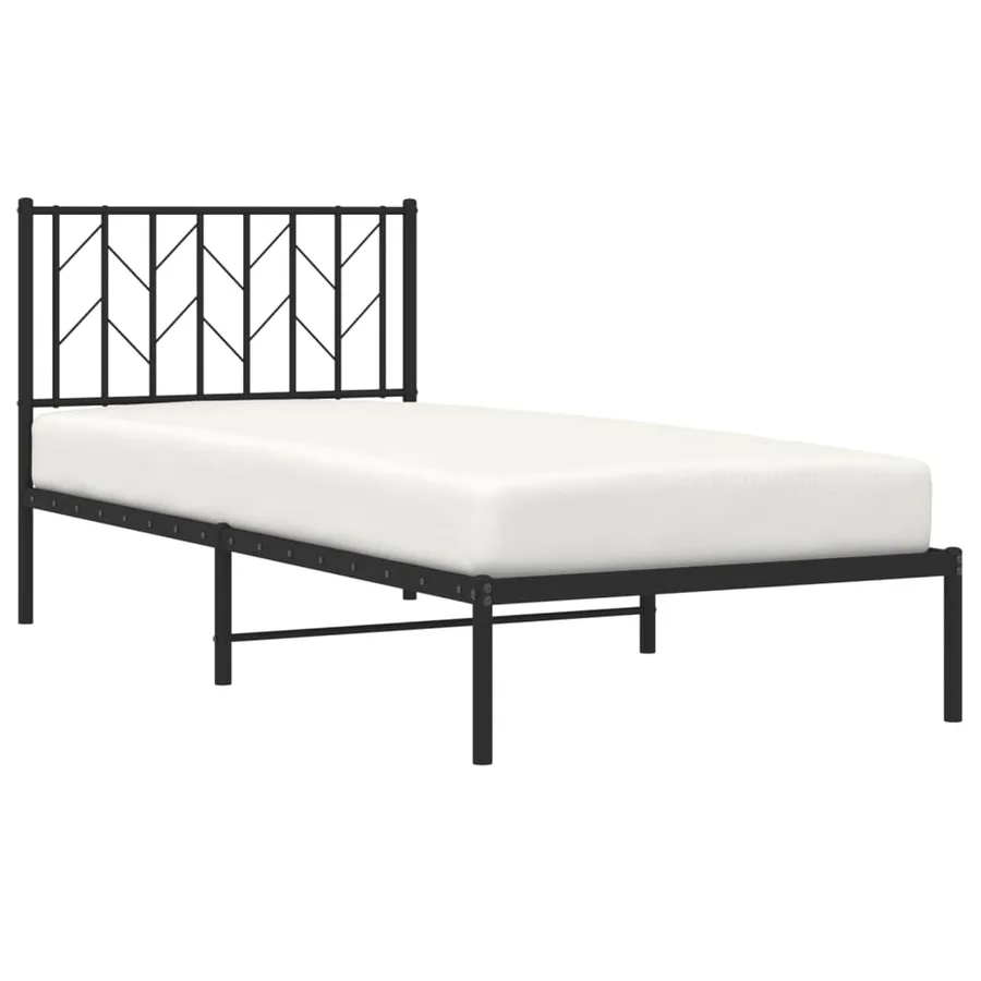 Cadre de lit métal sans matelas avec tête de lit noir 90x200 cm - 3