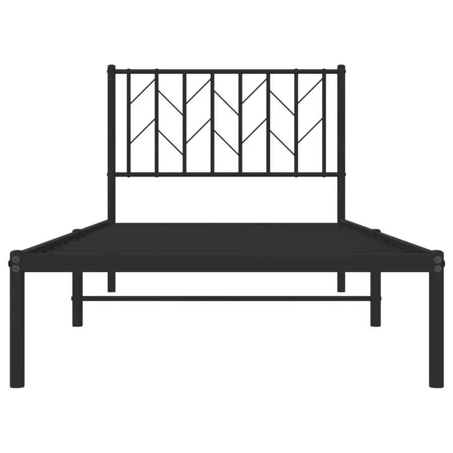 Cadre de lit métal sans matelas avec tête de lit noir 90x200 cm - 5