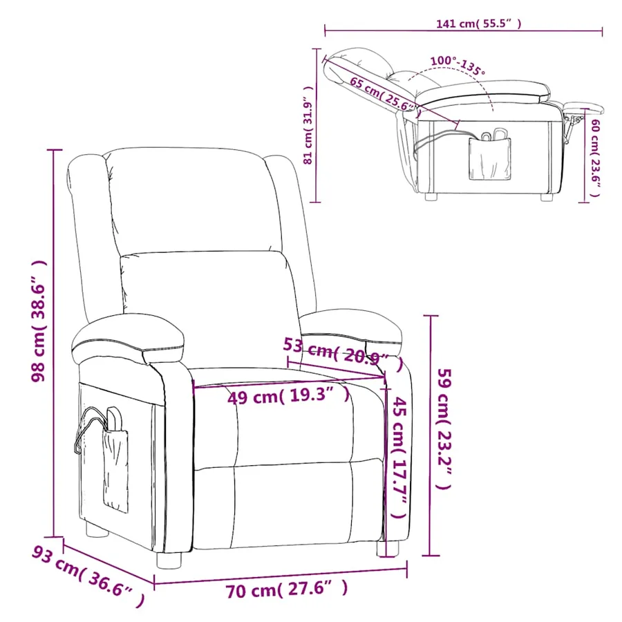 Fauteuil électrique de massage Jaune Velours - 14