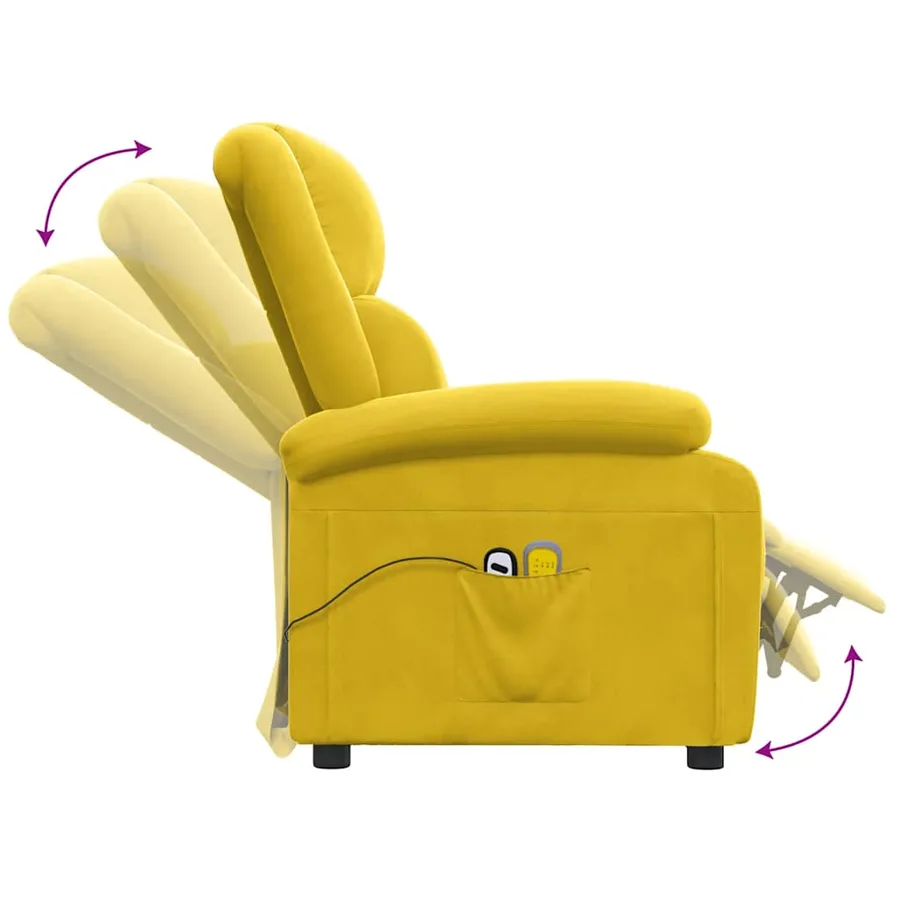 Fauteuil électrique de massage Jaune Velours - 7
