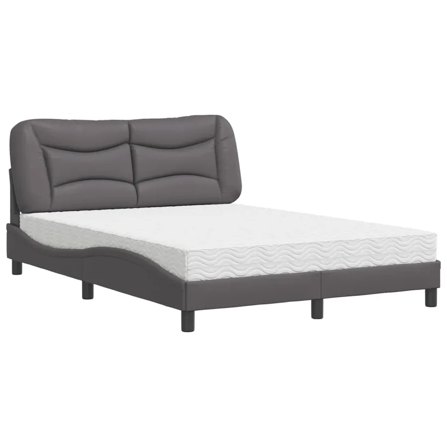 Lit avec matelas Hvar gris 140x200 cm similicuir - 2