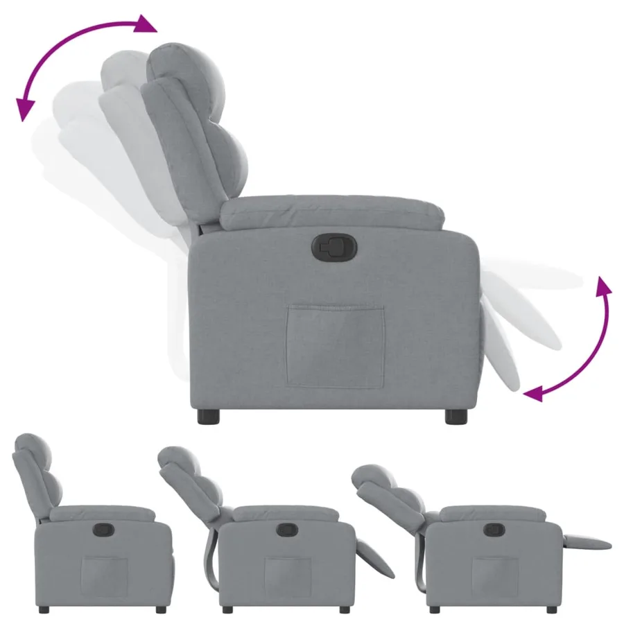Fauteuil inclinable Gris clair Tissu - 4