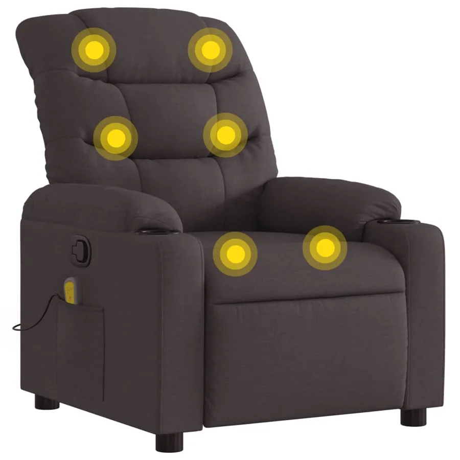 Fauteuil de massage inclinable Marron foncé Tissu - 2