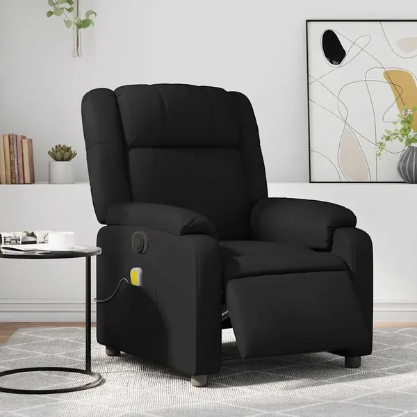 Fauteuil de massage inclinable électrique noir similicuir