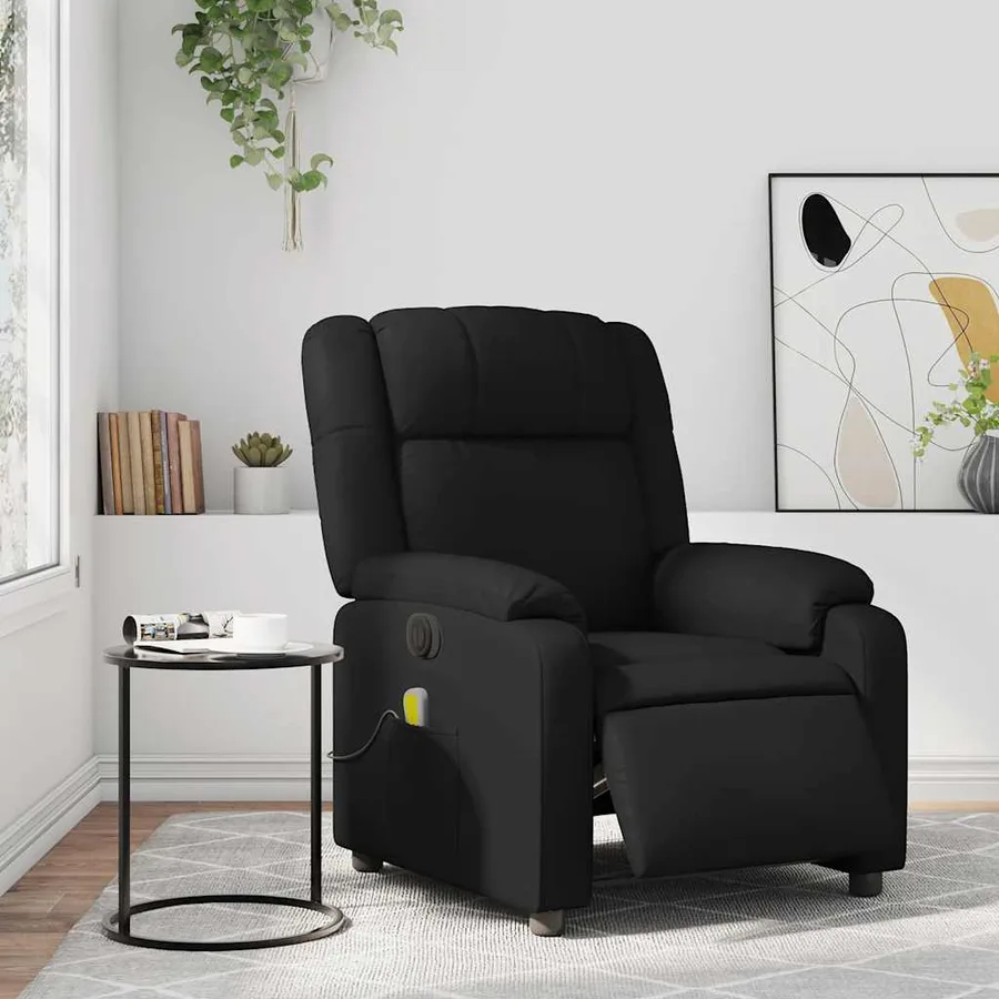 Fauteuil de massage inclinable électrique noir similicuir - 15