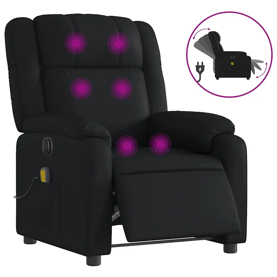 Fauteuil de massage inclinable électrique noir similicuir - 2