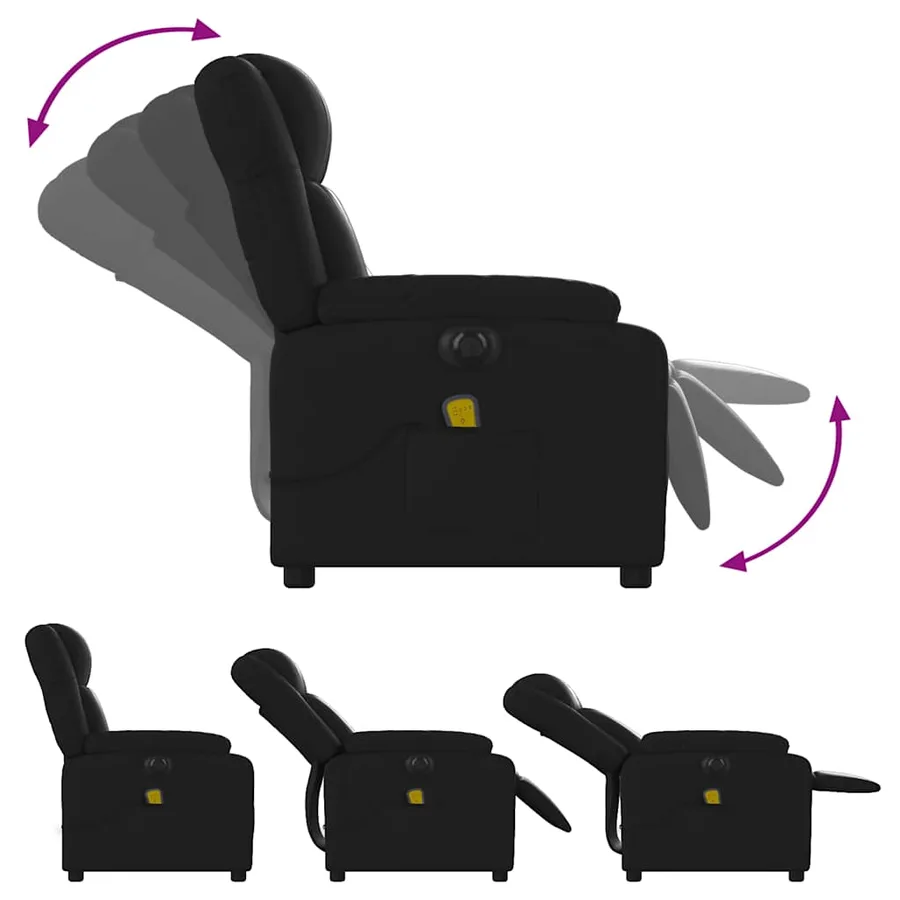 Fauteuil de massage inclinable électrique noir similicuir - 7