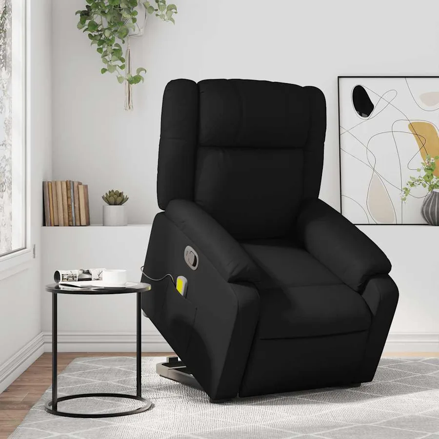 Fauteuil inclinable de massage Noir Similicuir - 16