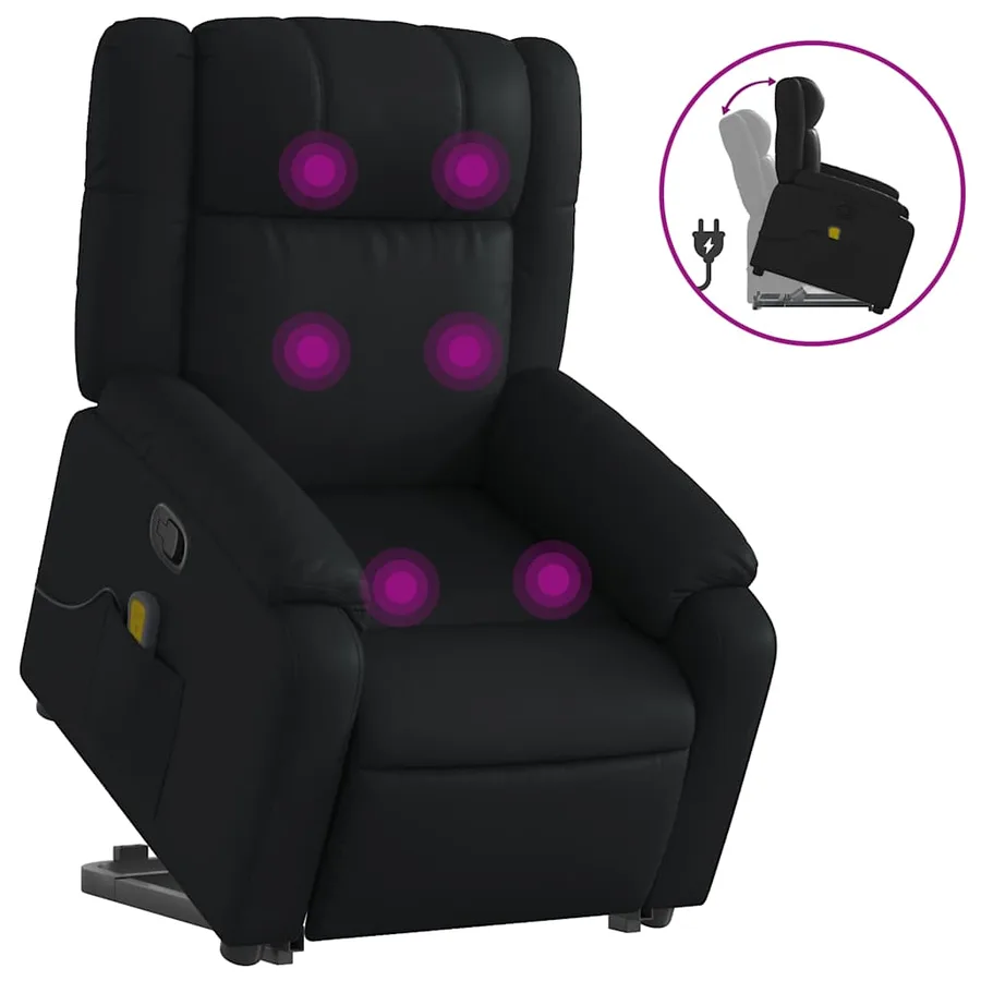 Fauteuil inclinable de massage Noir Similicuir - 2