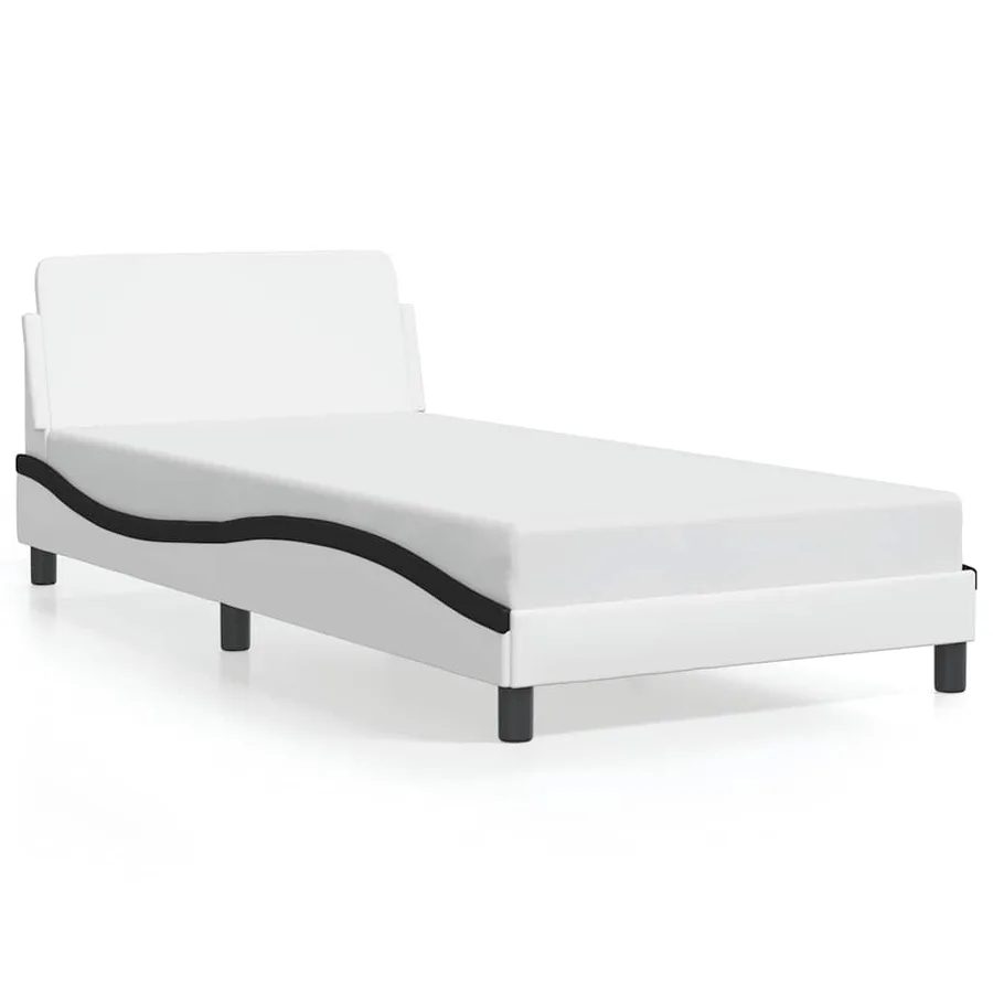 Cadre de lit Dover blanc et noir 100x200 cm similicuir - 2