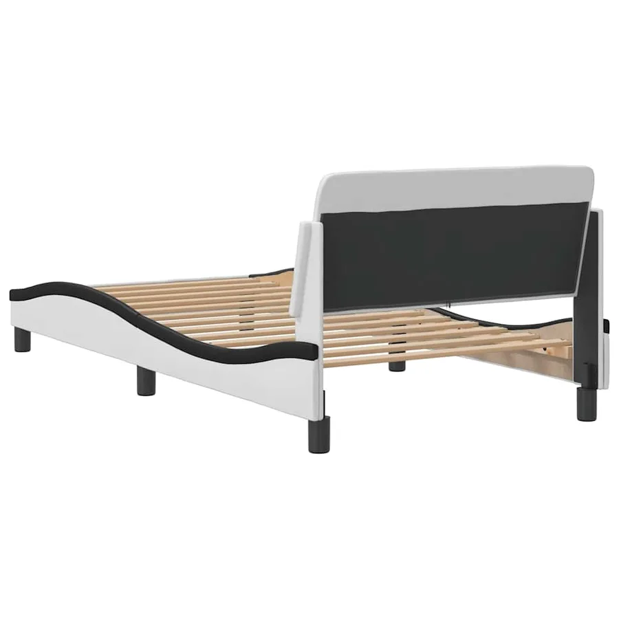 Cadre de lit Dover blanc et noir 100x200 cm similicuir - 6