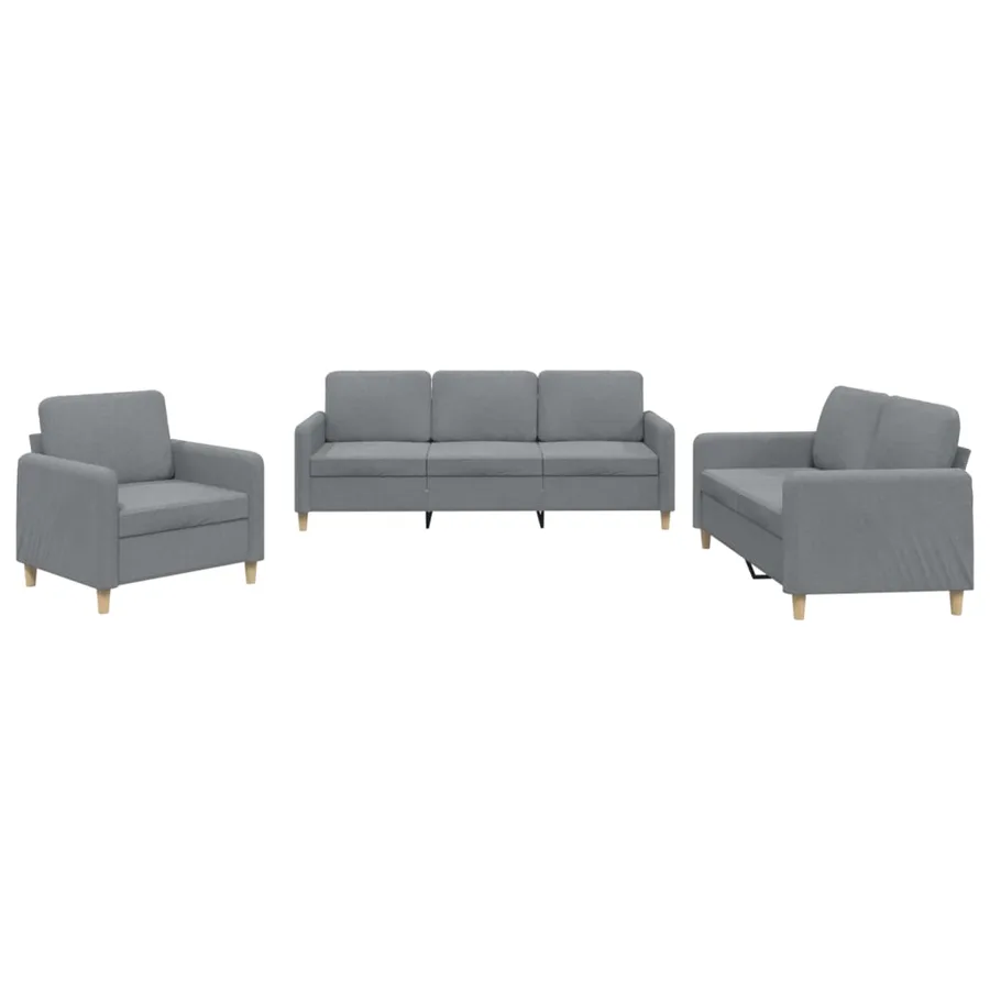 Ensemble de canapés 3 pcs avec coussins Gris clair Tissu - 2